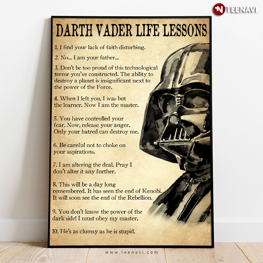 Funny Darth Vader Life Lessons Poster