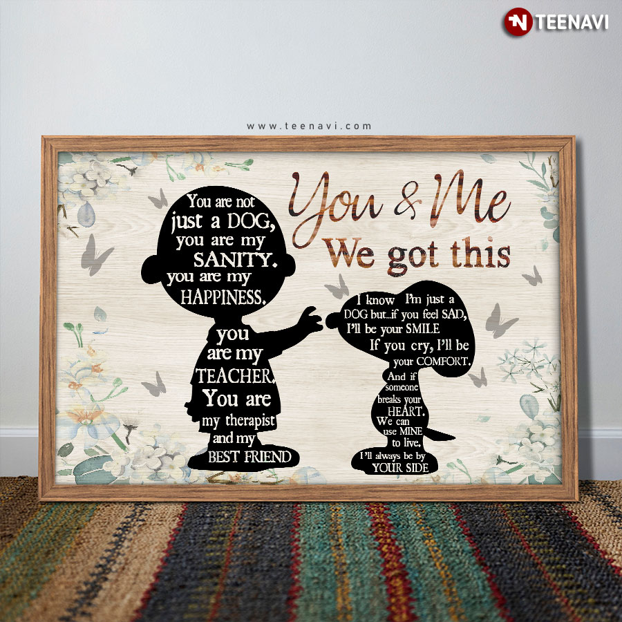 Vintage Floral Theme \u0026 Butterflies Peanuts Snoopy \u0026 Charlie Brown  Silhouette You \u0026 Me We Got, image size:900x900