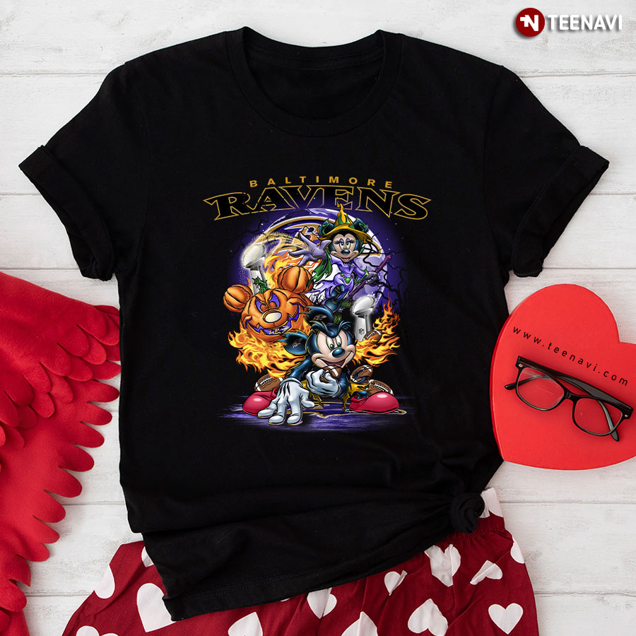 Mickey Mouse Pumpkin Halloween Vince Lombardi Trophy Baltimore Ravens T-Shirt