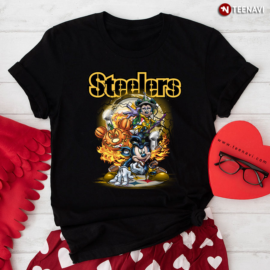 Mickey Mouse Pumpkin Halloween Vince Lombardi Trophy Pittsburgh Steelers T-Shirt