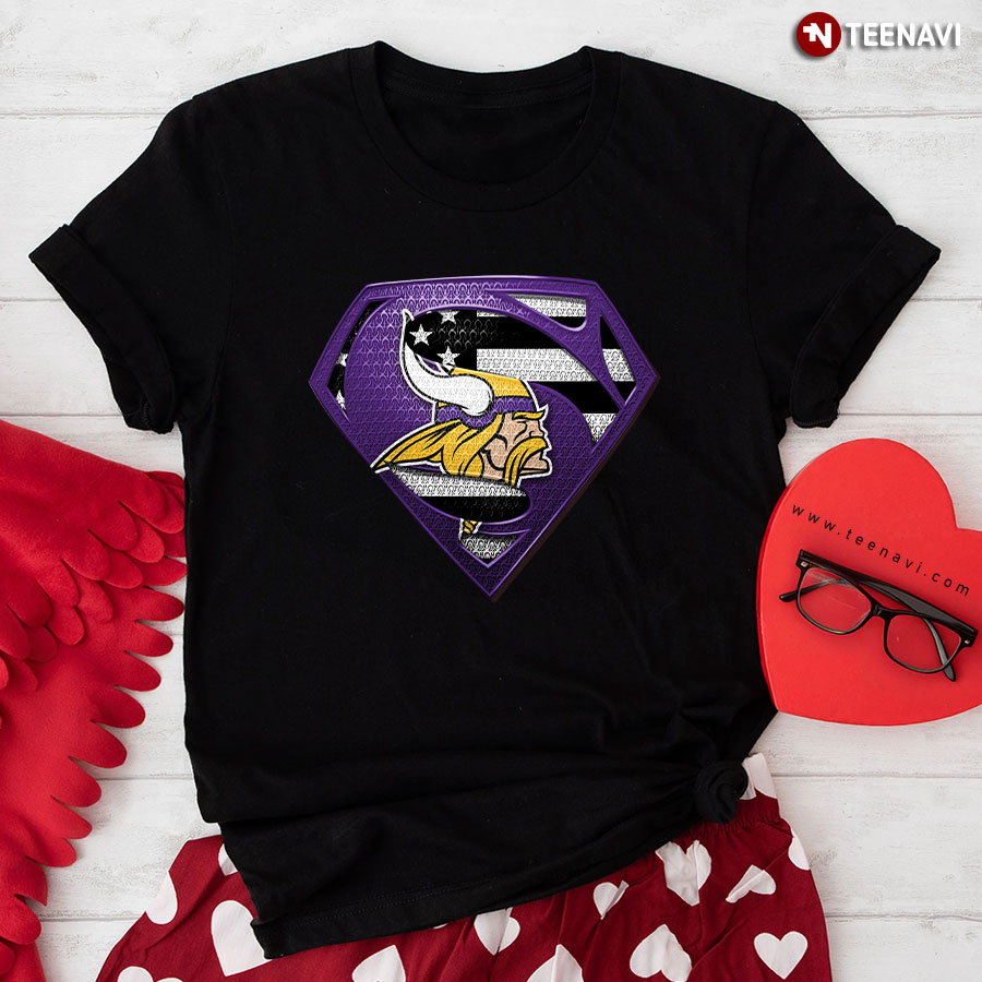 Minnesota Vikings Superman American Flag The 4th Of July T-Shirt