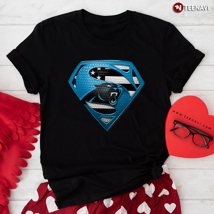 Carolina Panthers Superman American Flag The 4th Of July T-Shirt