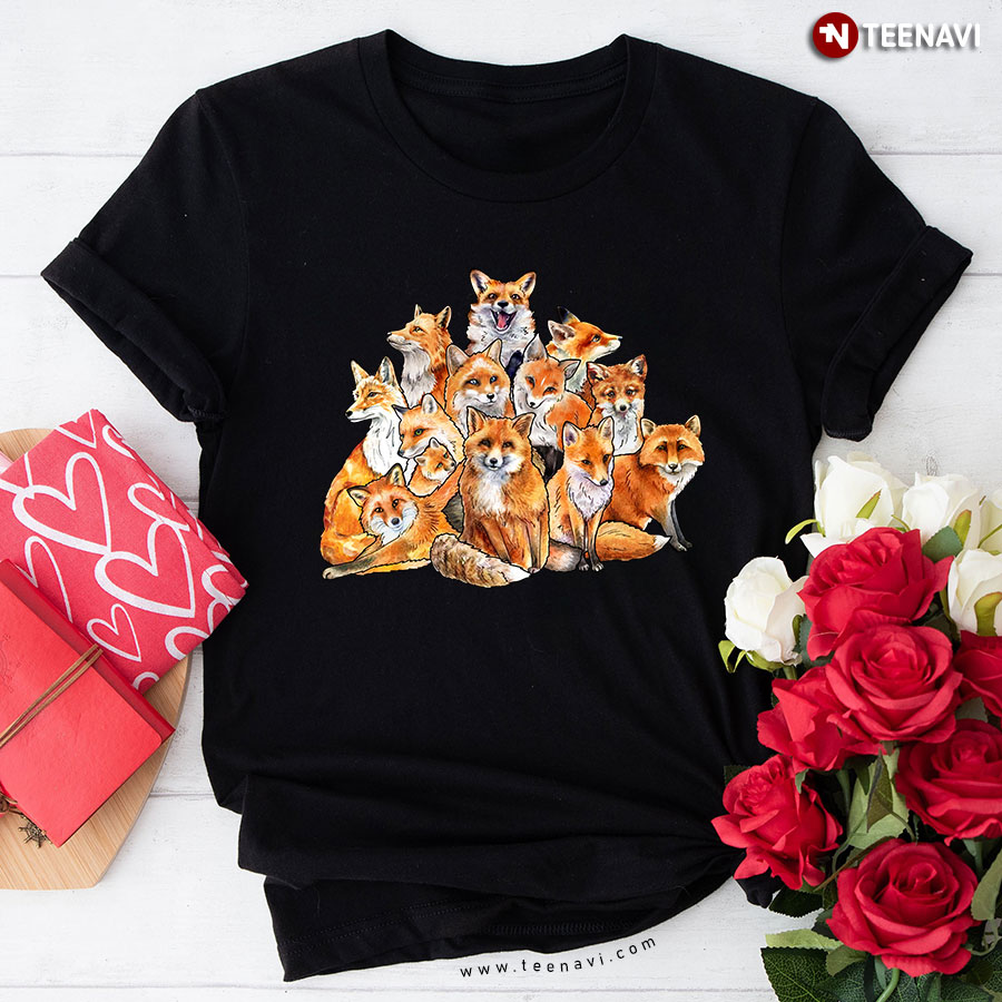 Sweet Foxes A Lot Of Foxes Animal Lover T-Shirt