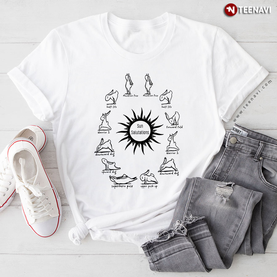 Sun Salutation Surya Namaskar Yoga Poses Rabbit for Yoga Lover T-Shirt