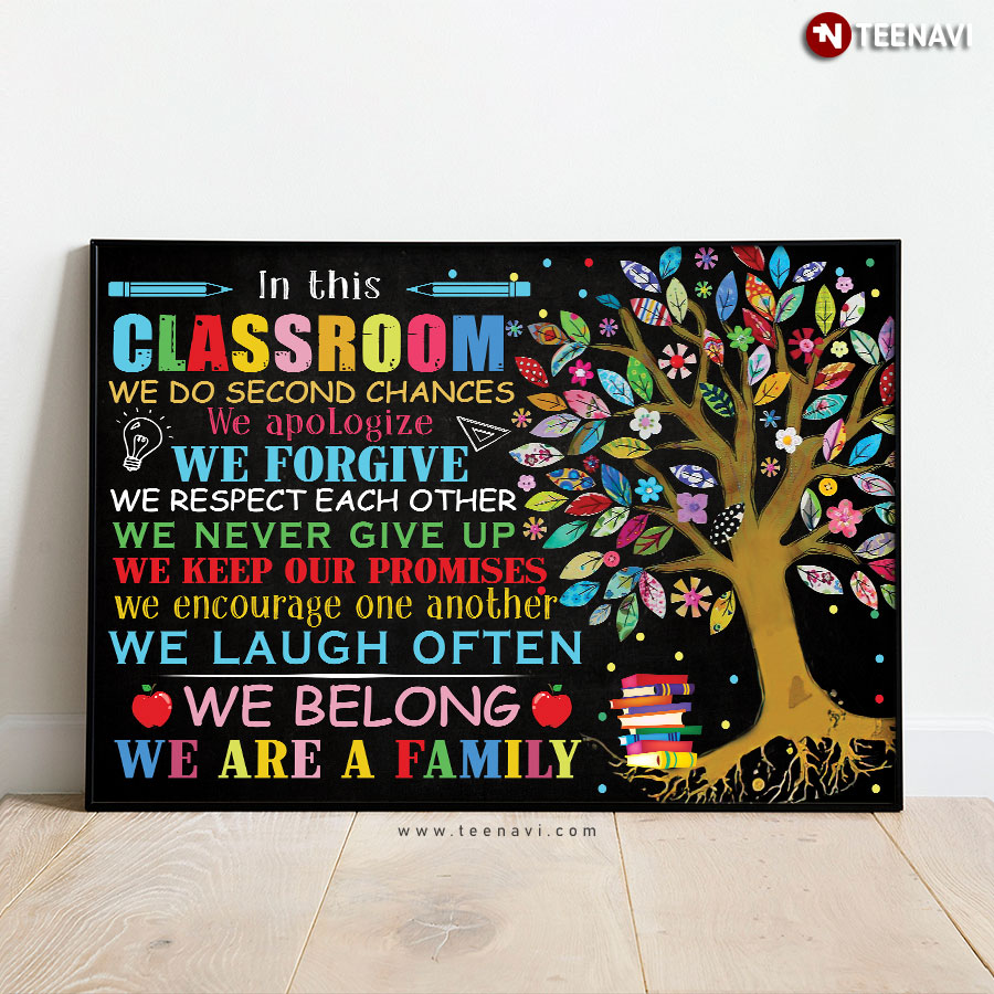 Cute Tree In This Classroom We Are Family We Do Second Chances We Apologize We Forgive We Respect Each Other Poster