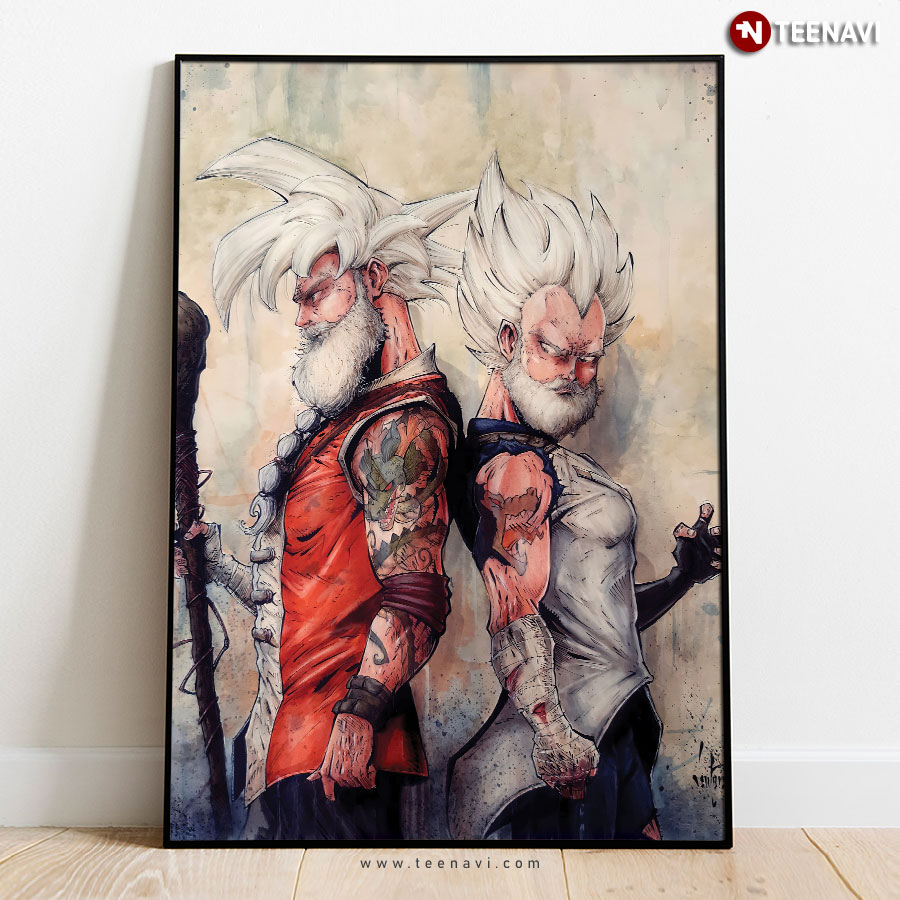 Dragon Ball Z Old Man Goku And Vegeta - Super Saiyan Wall Art Poster