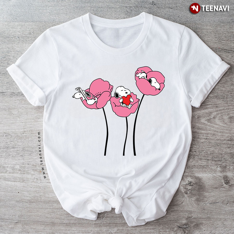 Funny Snoopy In Flower T-Shirt
