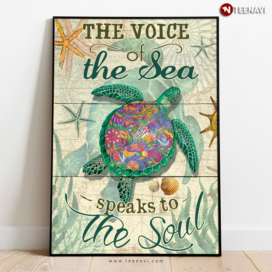 Hippie Peace Sea Turtle Swimming In The Sea The Voice The Sea Speaks To The Soul Poster