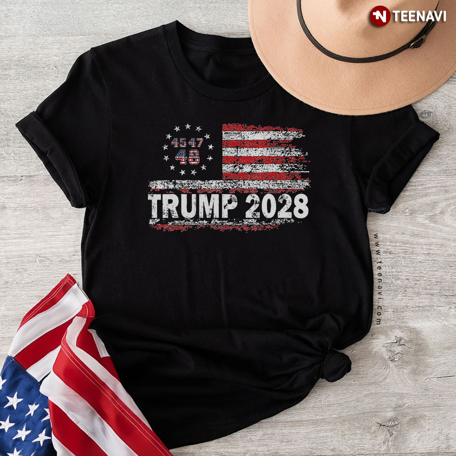45 47 48 Donald Trump 2028 American Flag T-Shirt