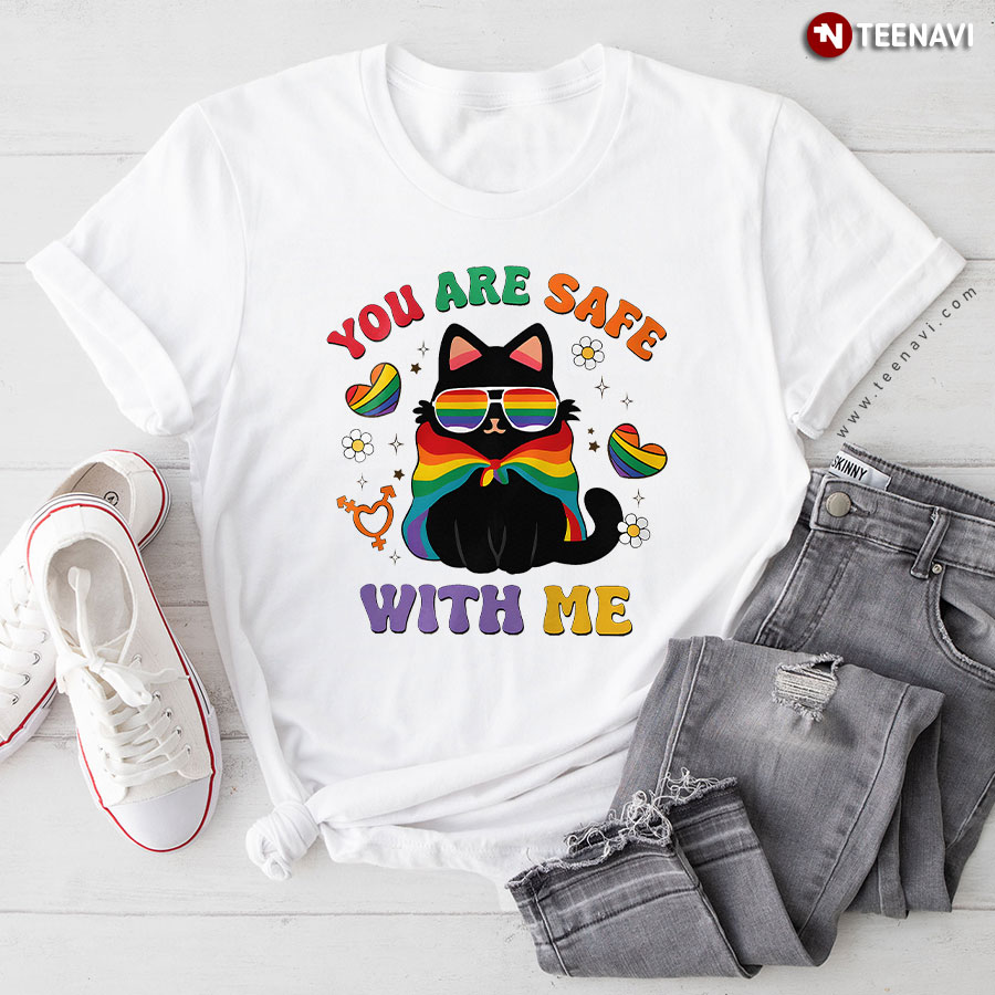 You Are Safe With Me Cat LGBT T-Shirt
