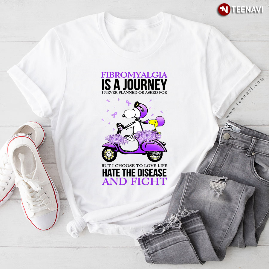 Snoopy And Woodstock Fibromyalgia Is A Journey I Never Planned Or Asked T-Shirt