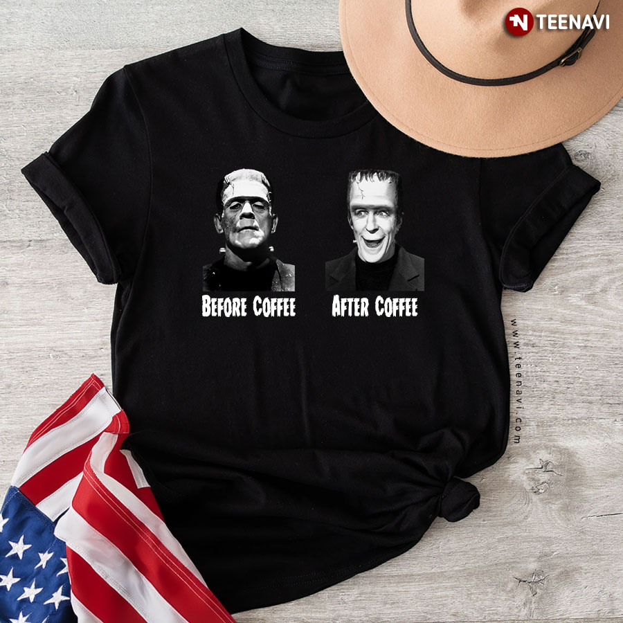 Funny Frankenstein Before and After Coffee T-Shirt
