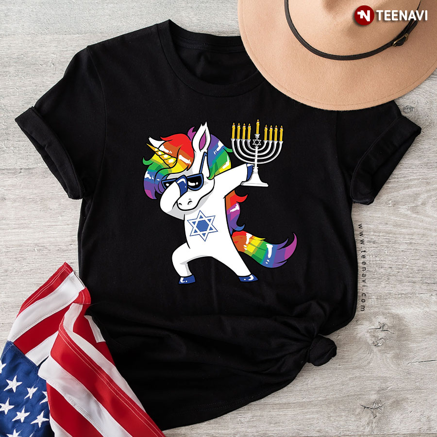 Dabbing Unicorn Hanukkah T-Shirt