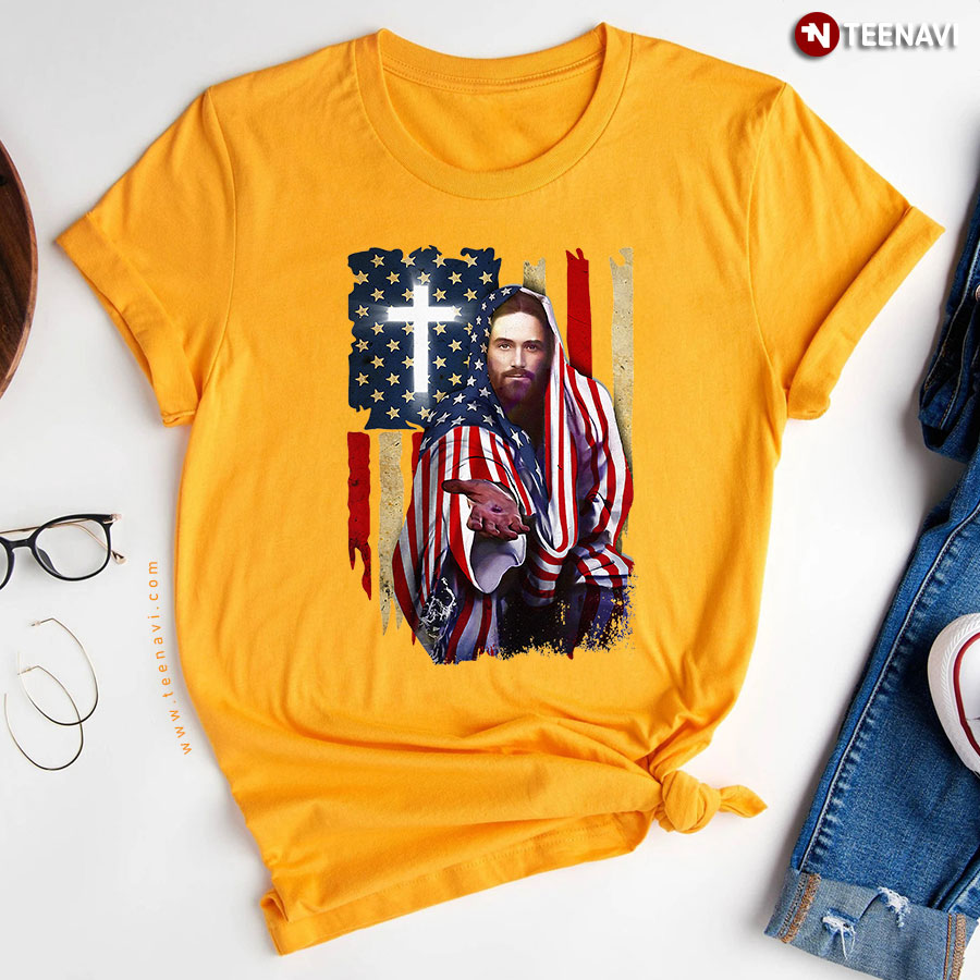 Patriotic Jesus American Flag Christian T-Shirt Patriotic Jesus American Flag Christian T-Shirt