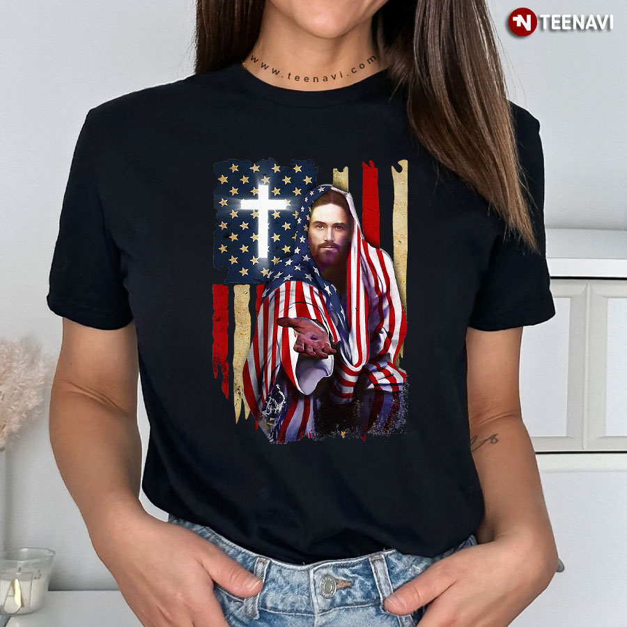 Patriotic Jesus American Flag Christian T-Shirt Patriotic Jesus American Flag Christian T-Shirt