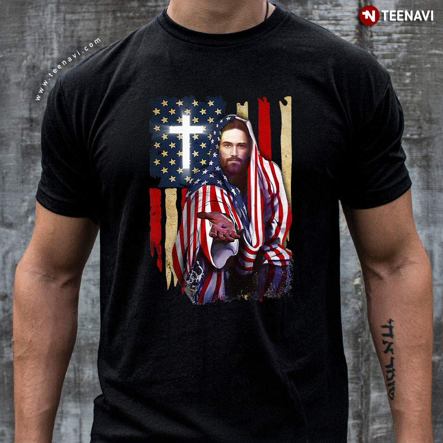 Patriotic Jesus American Flag Christian T-Shirt Patriotic Jesus American Flag Christian T-Shirt