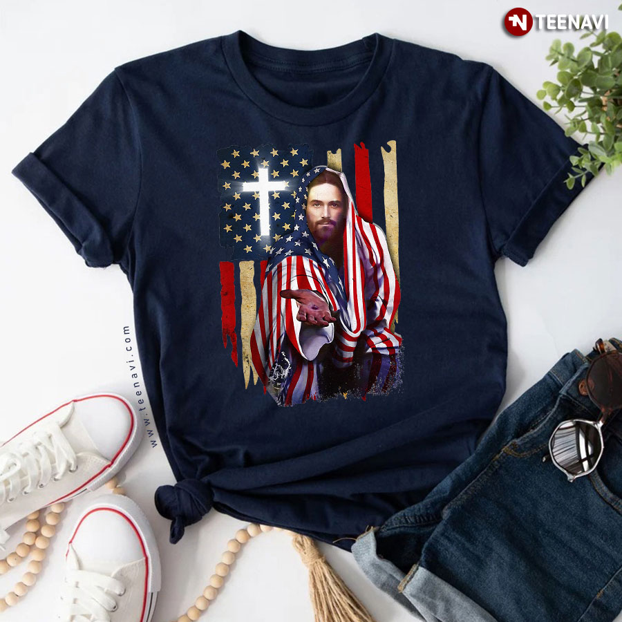 Patriotic Jesus American Flag Christian T-Shirt Patriotic Jesus American Flag Christian T-Shirt