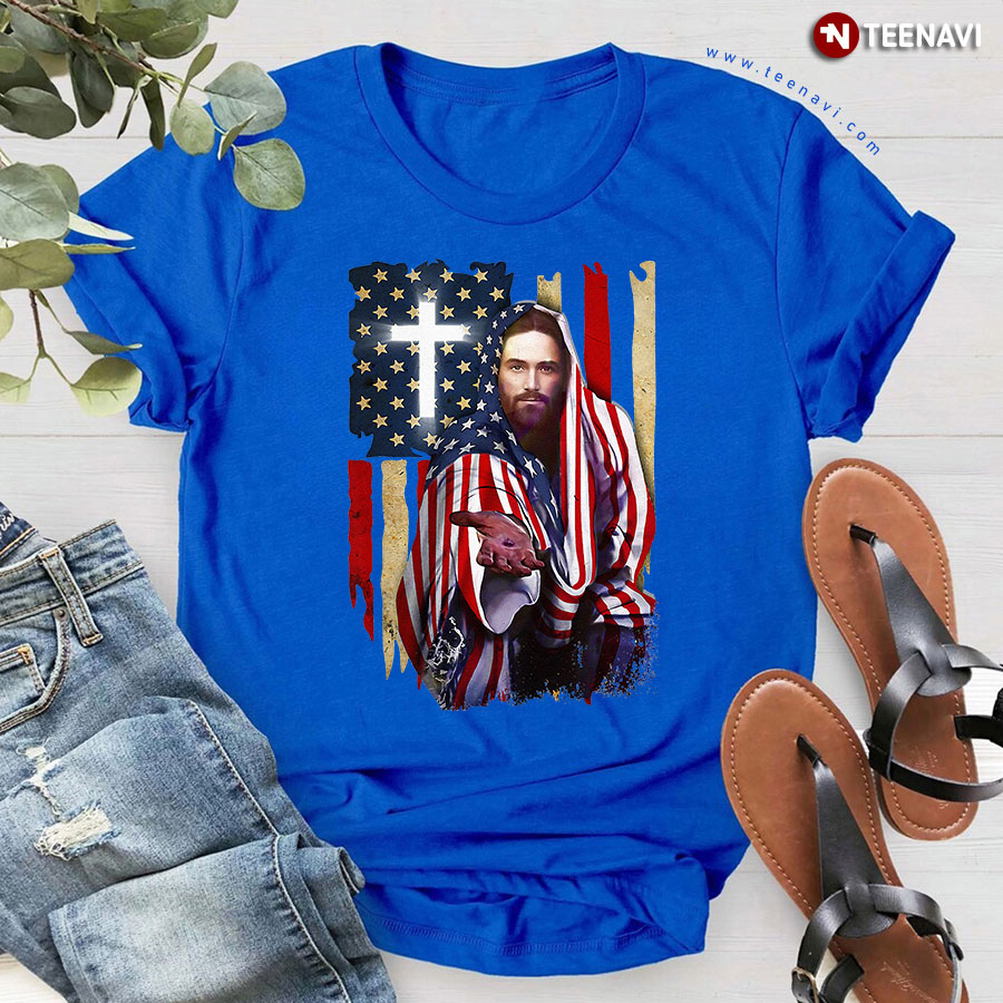 Patriotic Jesus American Flag Christian T-Shirt Patriotic Jesus American Flag Christian T-Shirt