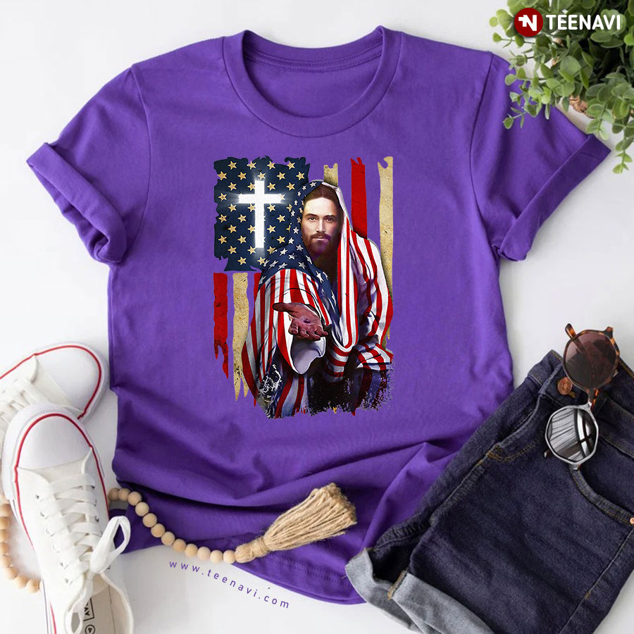 Patriotic Jesus American Flag Christian T-Shirt Patriotic Jesus American Flag Christian T-Shirt