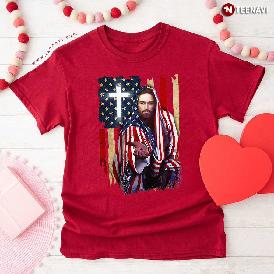 Patriotic Jesus American Flag Christian T-Shirt Patriotic Jesus American Flag Christian T-Shirt