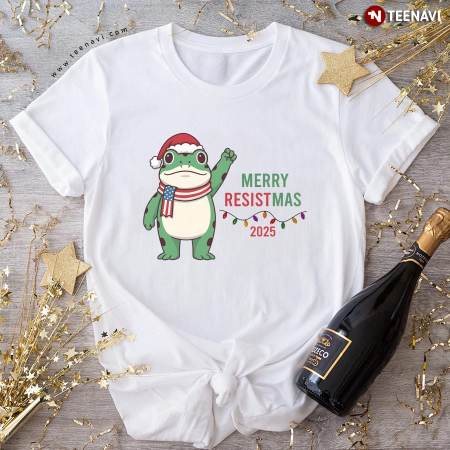 Portland Frog Merry Resistmas Christmas 2025 T-Shirt