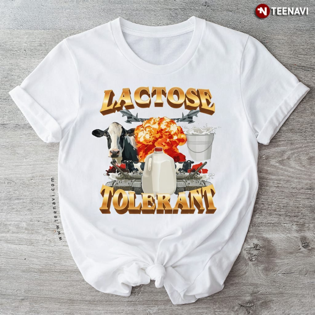 Funny Lactose Tolerant Cow Milk Explosion Action Meme T-Shirt