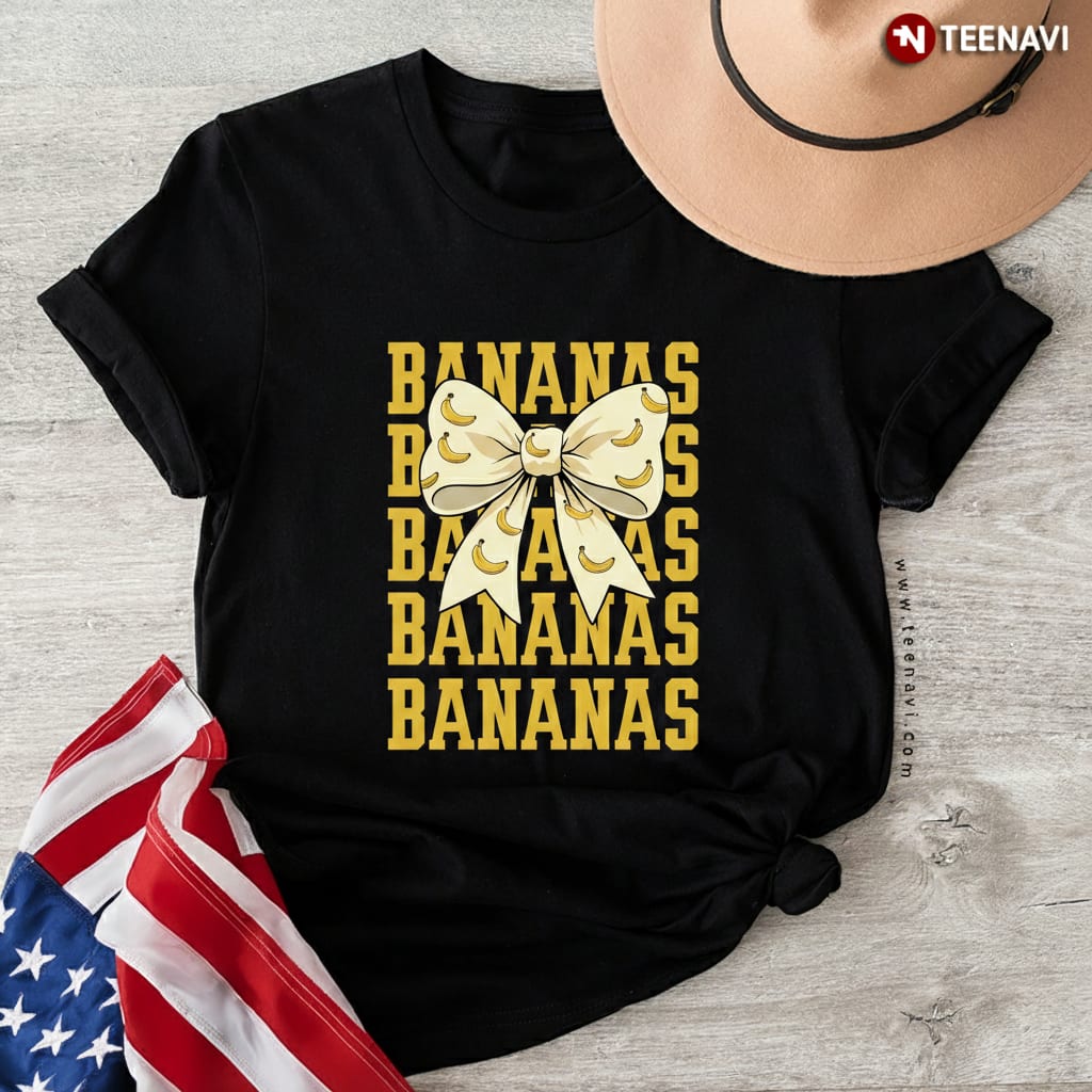 Trendy Coquette Bow Bananas Aesthetic Yellow Fruit T-Shirt