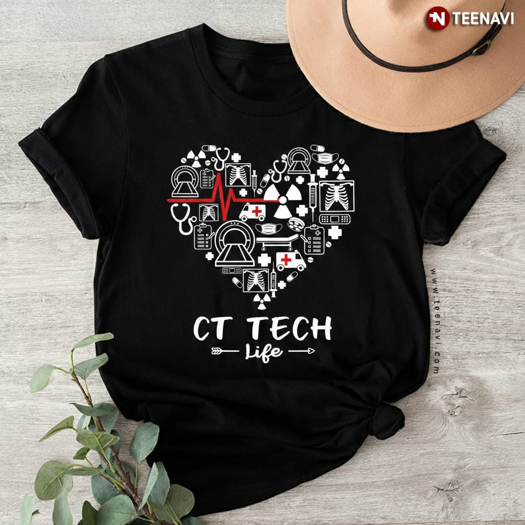 CT Tech Life Heart Medical Imaging Radiology Technologist T-Shirt