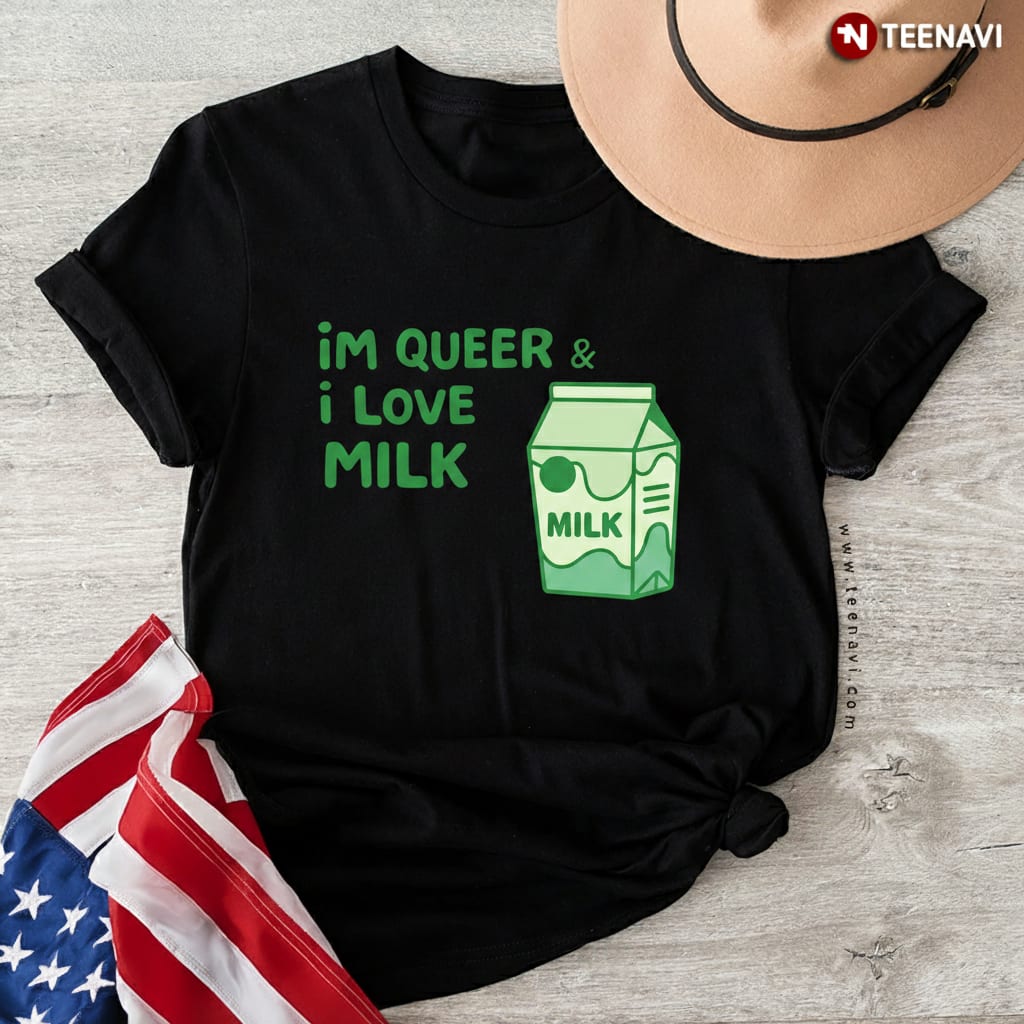 I'm Queer and I Love Milk Funny LGBTQ Pride Milk Carton T-Shirt