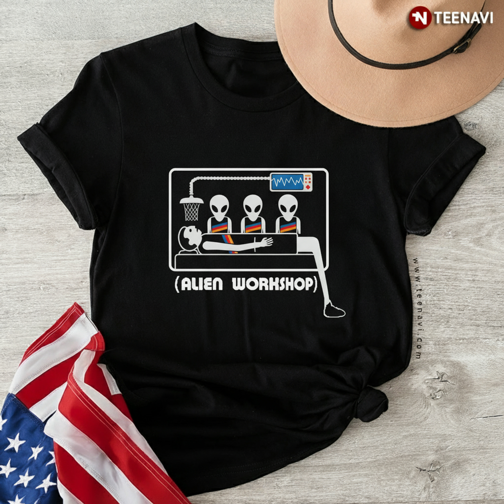 Alien Abduction Medical Examination Funny Sci-Fi Graphic T-Shirt