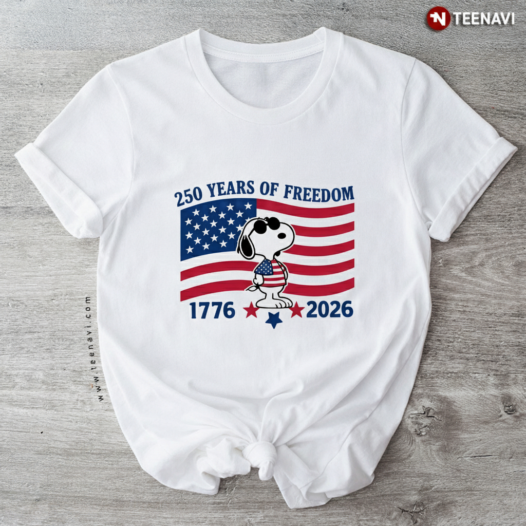 Snoopy 250 Years of Freedom 1776-2026 USA Patriotic T-Shirt