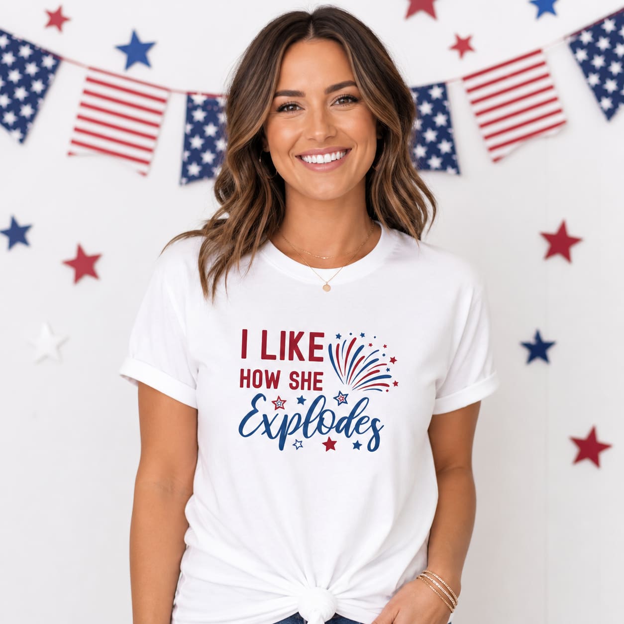 I Like How She Explodes Patriotic 4th of July Women's T-Shirt I Like How She Explodes Patriotic 4th of July Women's T-Shirt