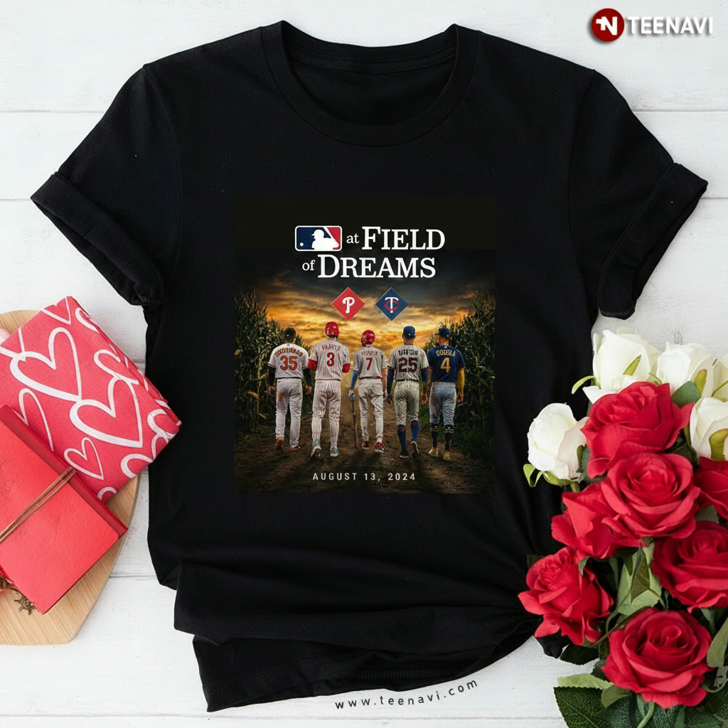 2024 MLB Field of Dreams Phillies vs Twins Baseball T-Shirt