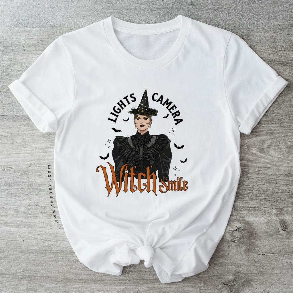 Lights Camera Witch Smile Halloween T-Shirt