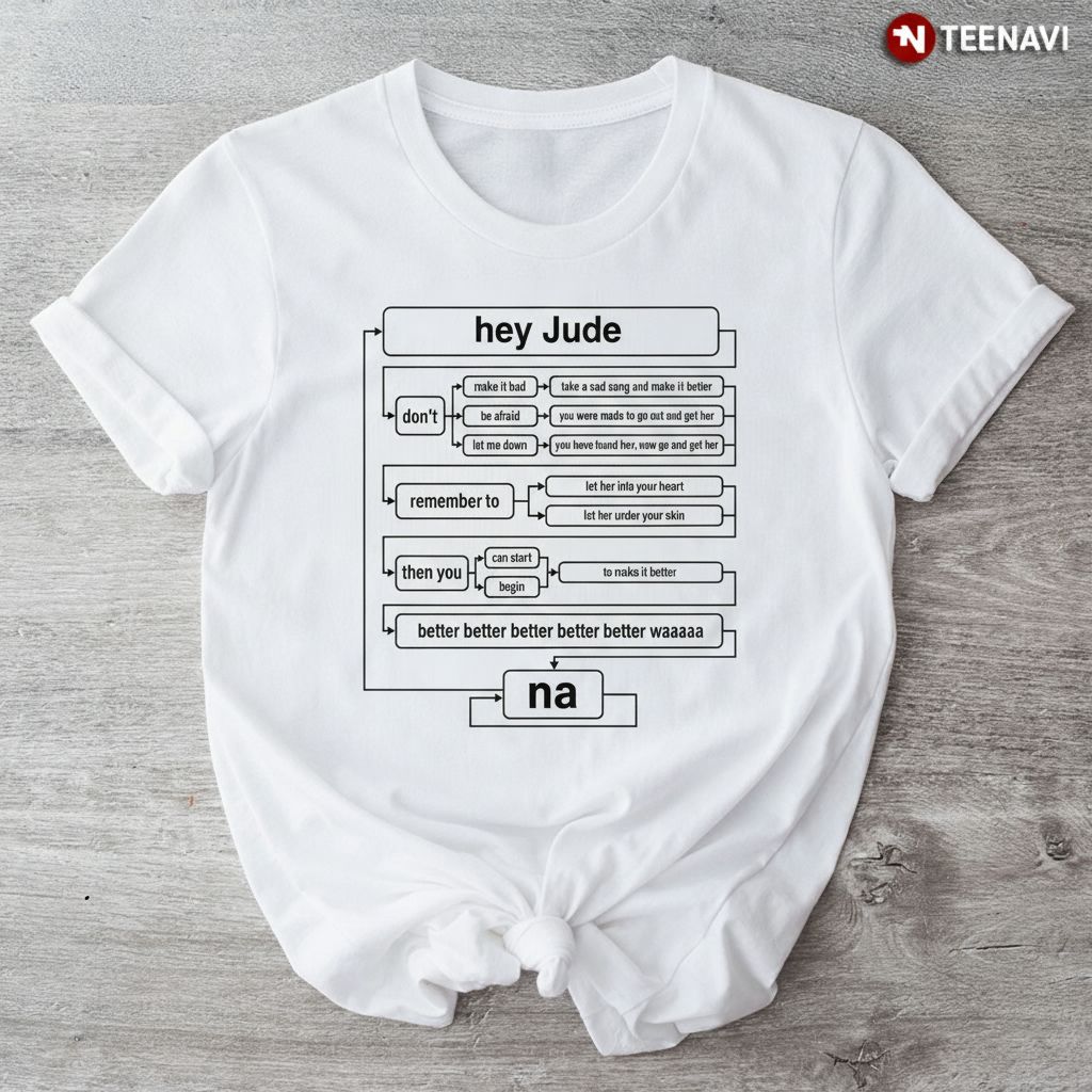 Hey Jude Beatles Song Lyrics Flowchart Music Lover T-Shirt