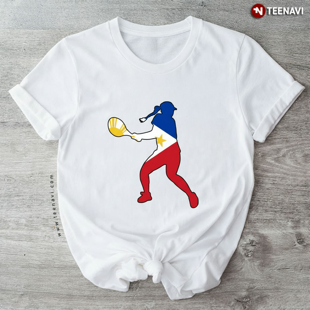 Filipino Pride Philippines Flag Tennis Player Silhouette T-Shirt