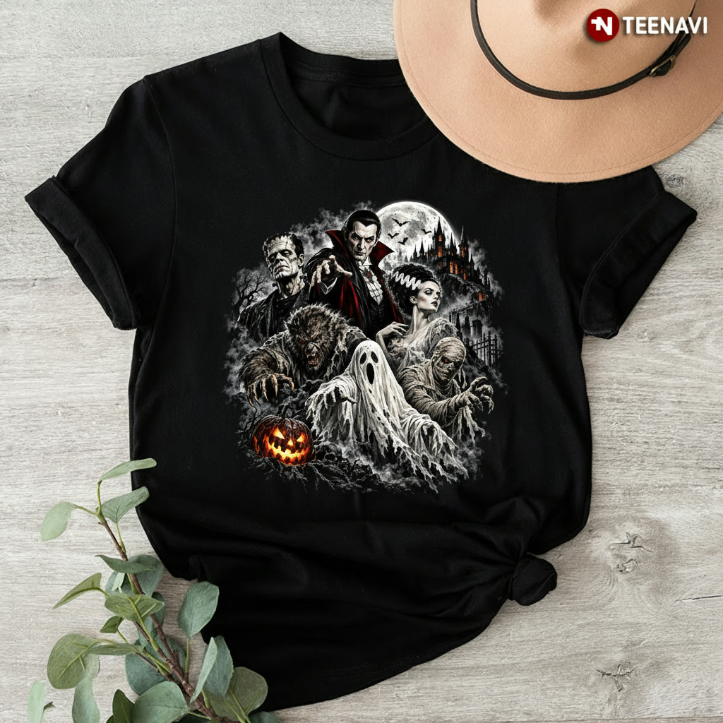 Halloween Vampire Frankenstein Werewolf Ghost Mummy T-Shirt