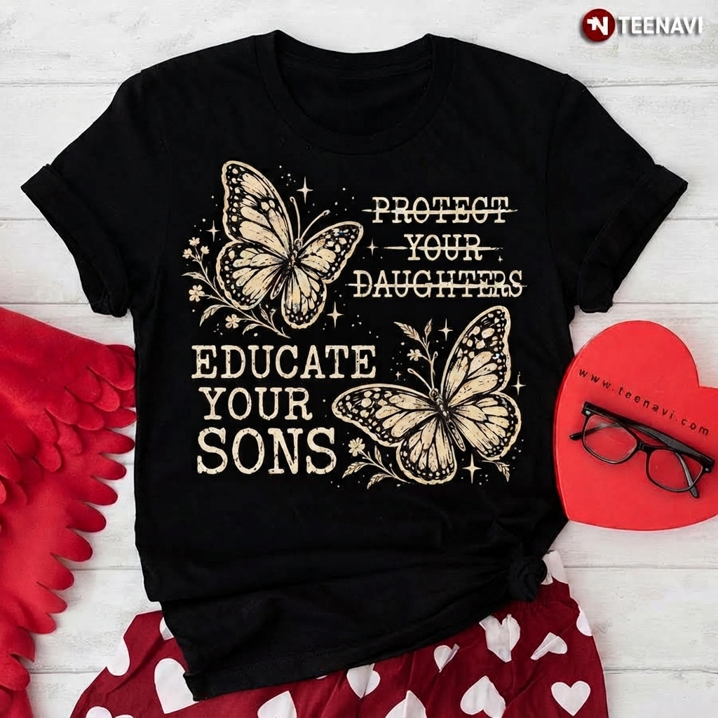Protect Your Daughters Educate Your Sons Butterflies T-Shirt